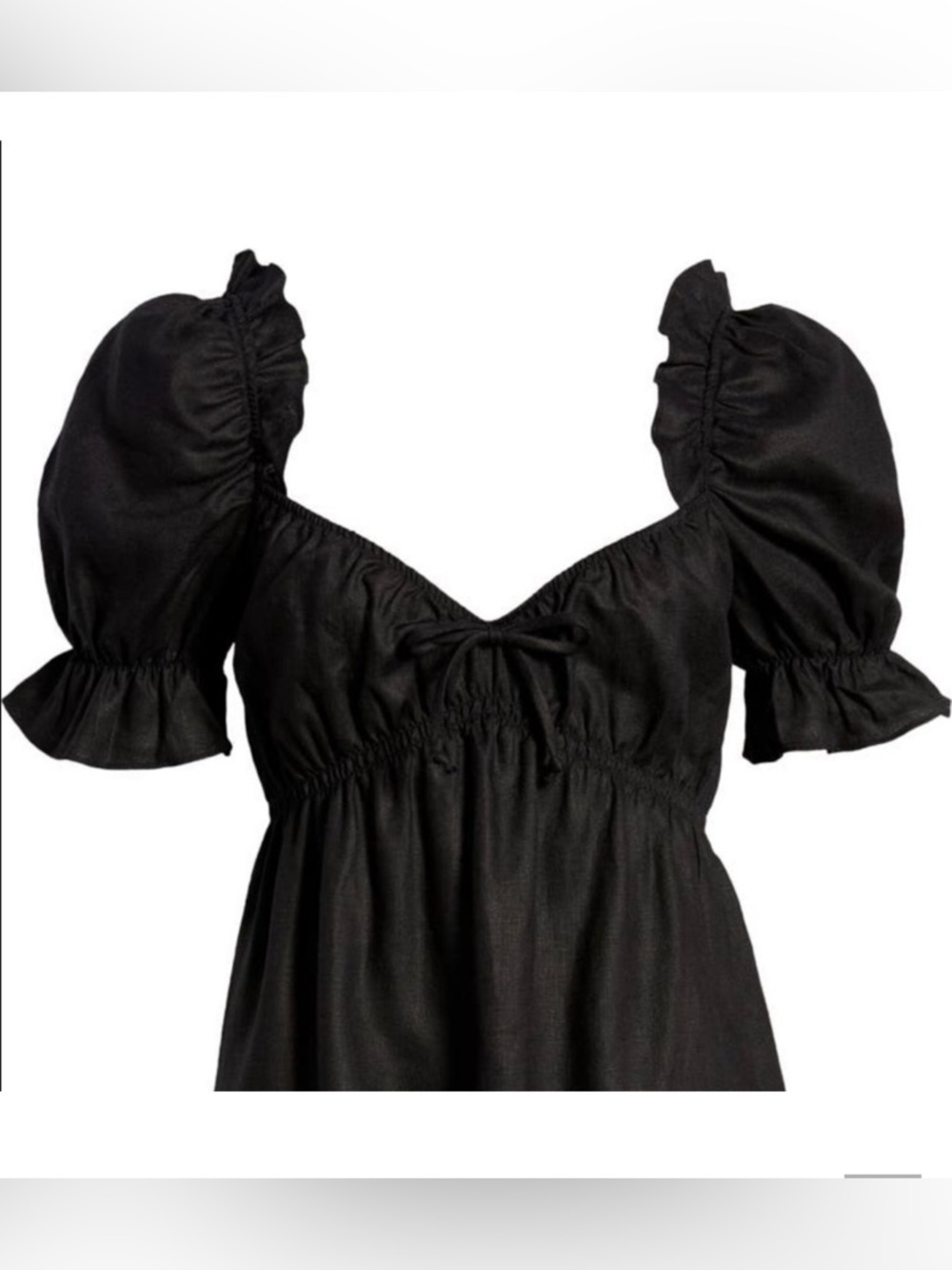 Reformation Channa Linen 100% Puff Sleeve Black Dress , size M - Picture 3 of 11